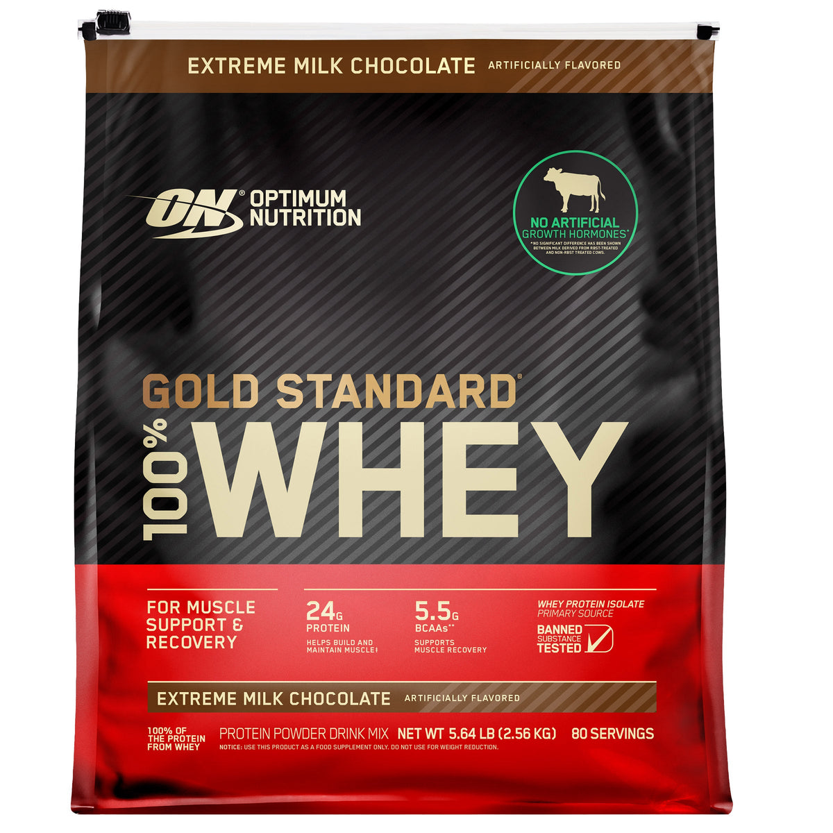 Optimum Nutrition Gold Standard 100% Whey Protein, Extreme Chocolate Shake, 2.56 kg product image
