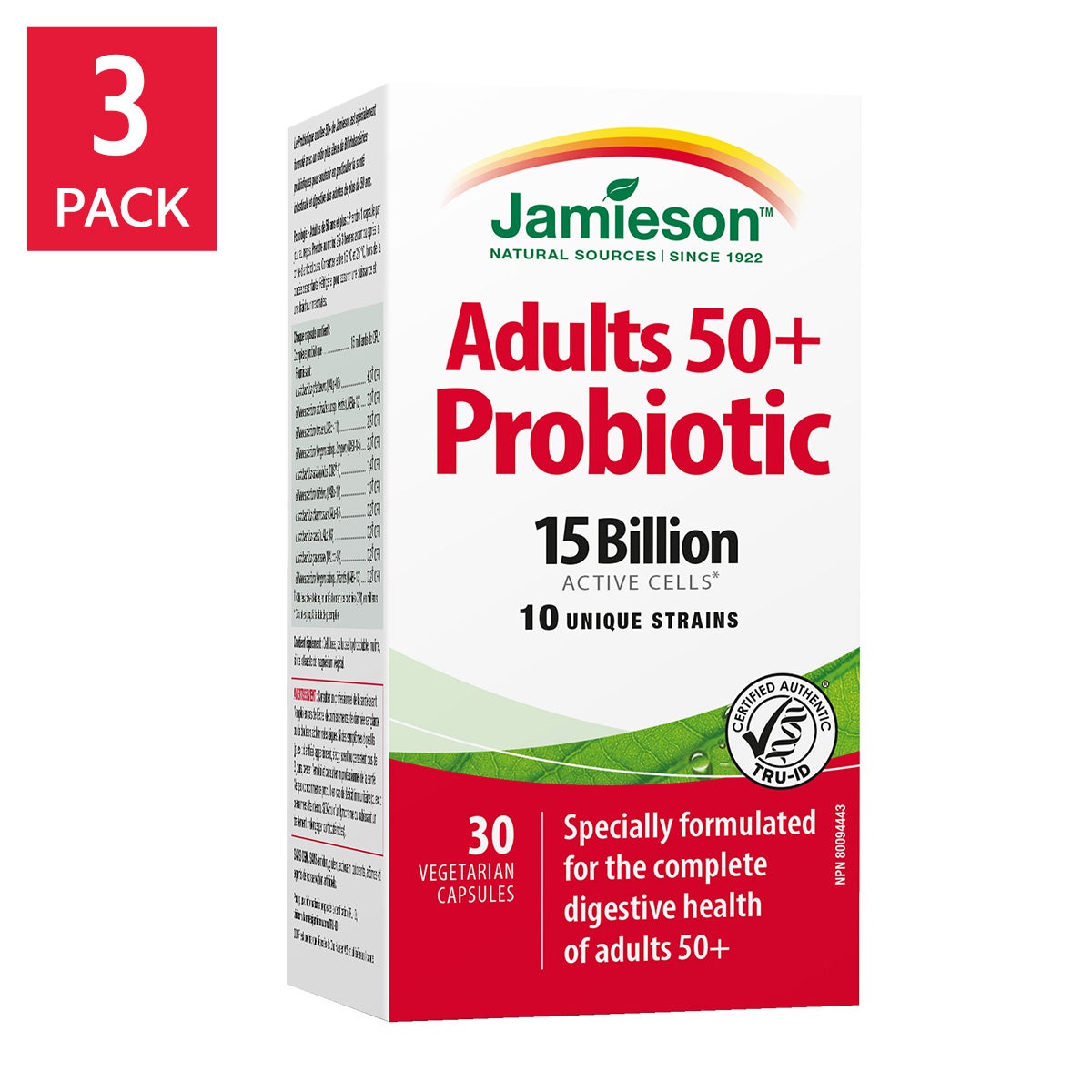 Jamieson Probiotic Complex for Adult 50+, 3 x 30 capsules product image
