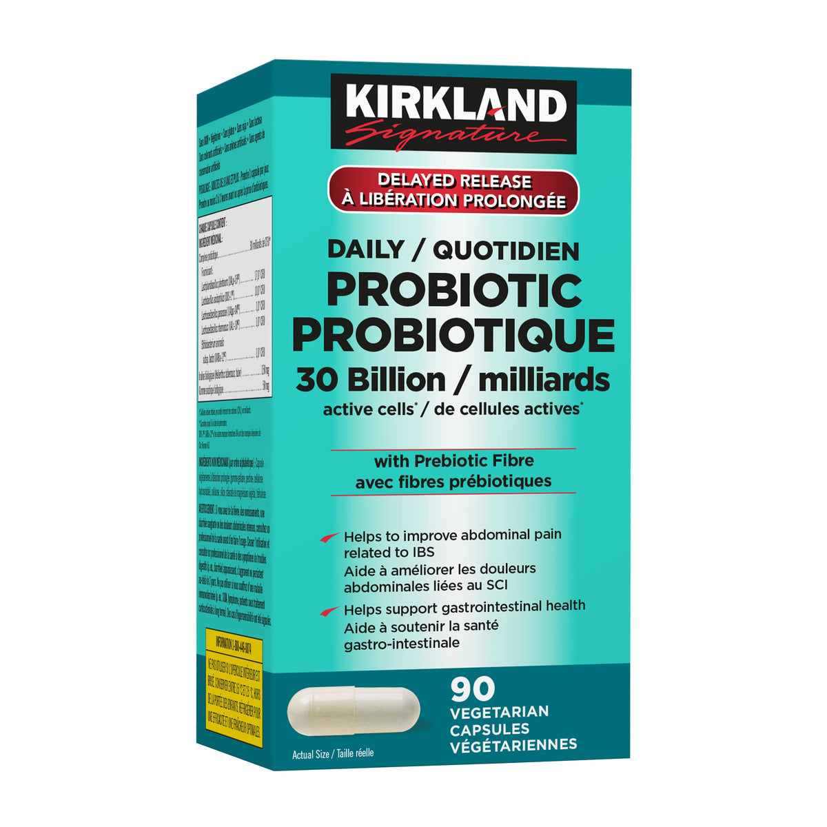 Kirkland Signature Daily Probiotic 30 Billion, 90 Vegetarian Capsules product image