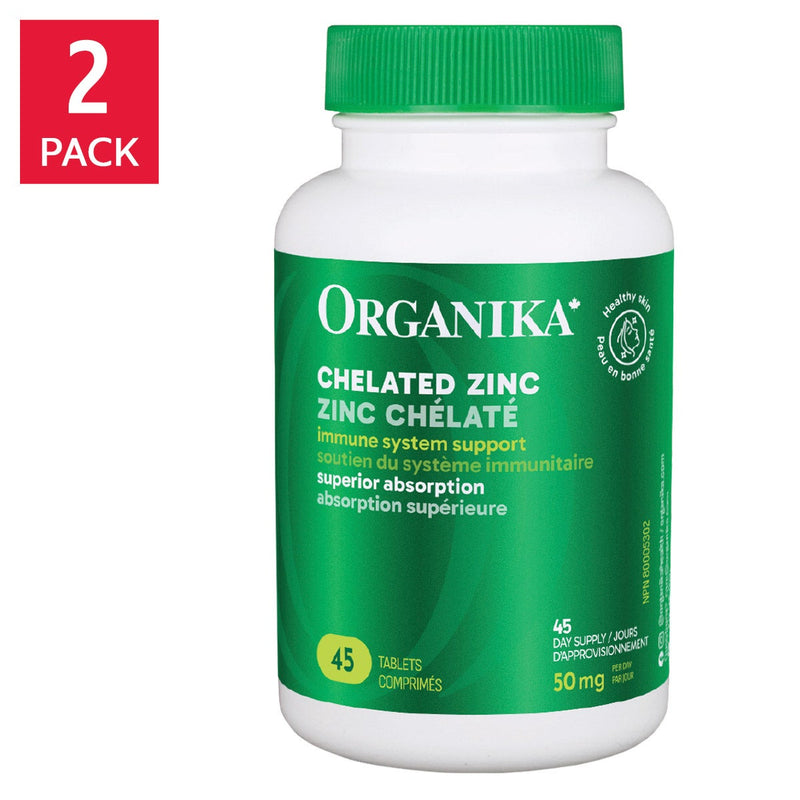 Organika Chelated Zinc 50 mg - 2 x 45 Tablets product image