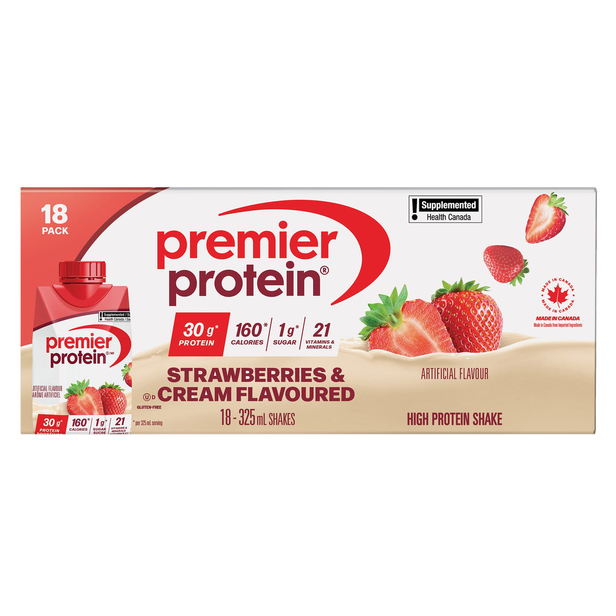Premier Protein High Protein Strawberry Shake, 18 x 325 mL product image