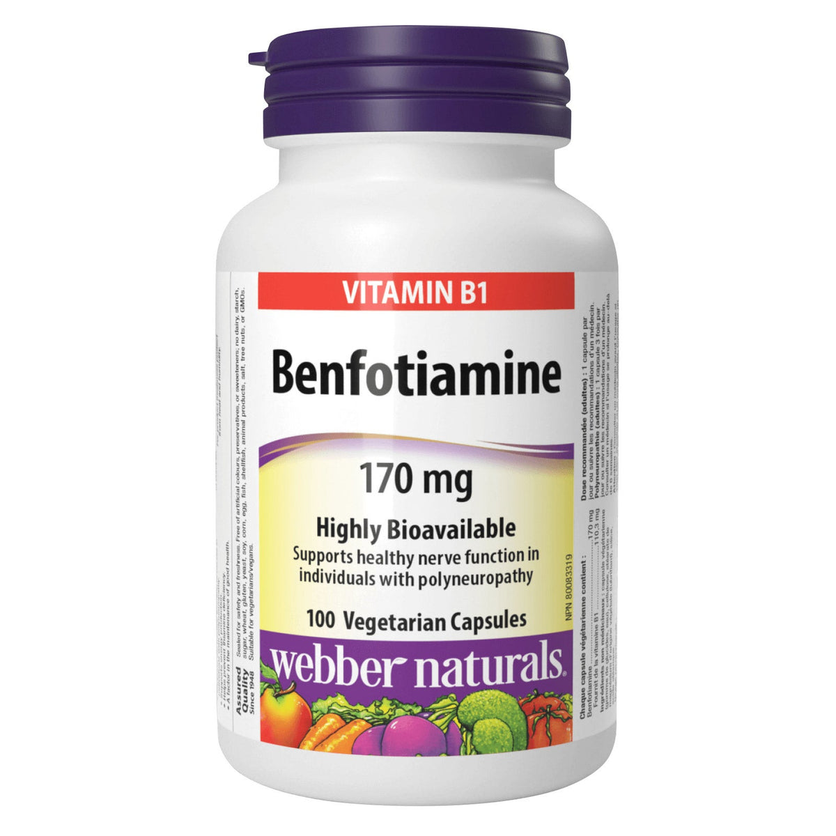 webber naturals Benfotiamine Vitamin B1 - 100 Vegetarian Capsules product image