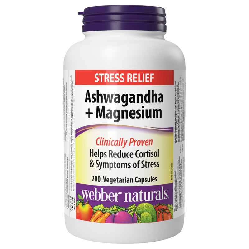 webber naturals Aswahgandha + Magnesium 200 Vegetarian Capsules product image