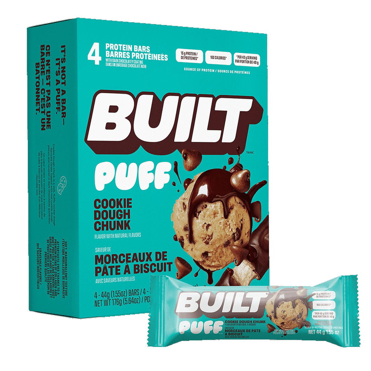 Built Bar, Cookie Dough Chunk Puffs 44g x 4 bars product image