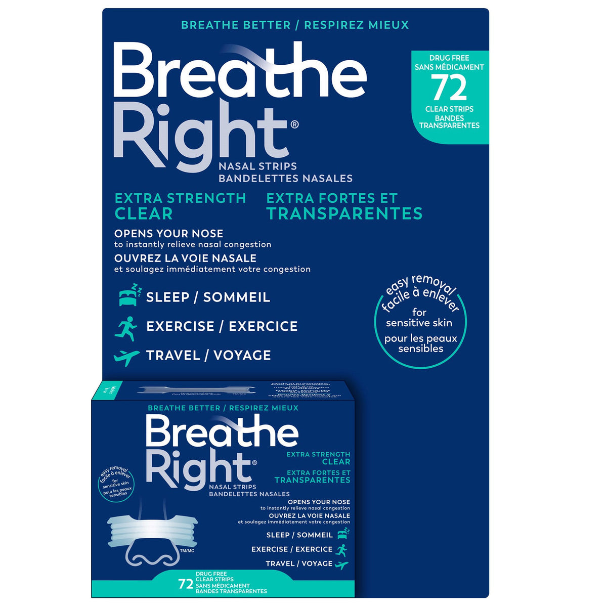 Breathe Right Extra Strength Clear, 72 strips product image