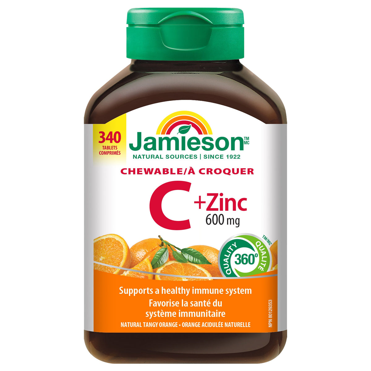 Jamieson Chewable Vitamin C + Zinc, 600 mg, 340 Tablets product image