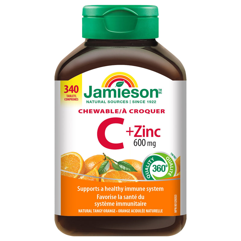 Jamieson Chewable Vitamin C + Zinc, 600 mg, 340 Tablets product image