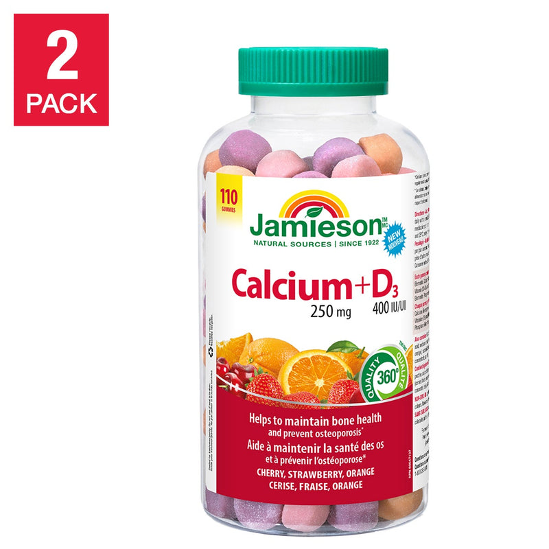 Jamieson Calcium + Vitamin D3 Gummies, 2 x 110 Gummies product image