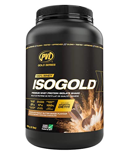 PVL ISO Gold – Premium Isolate 100% Whey Protein Powder – Superior Uptake, Optimal Nutrition Protein Shake – Enzyme Fortified – Easy Mixing – 900 g – Peanut Butter Chocolate - product image