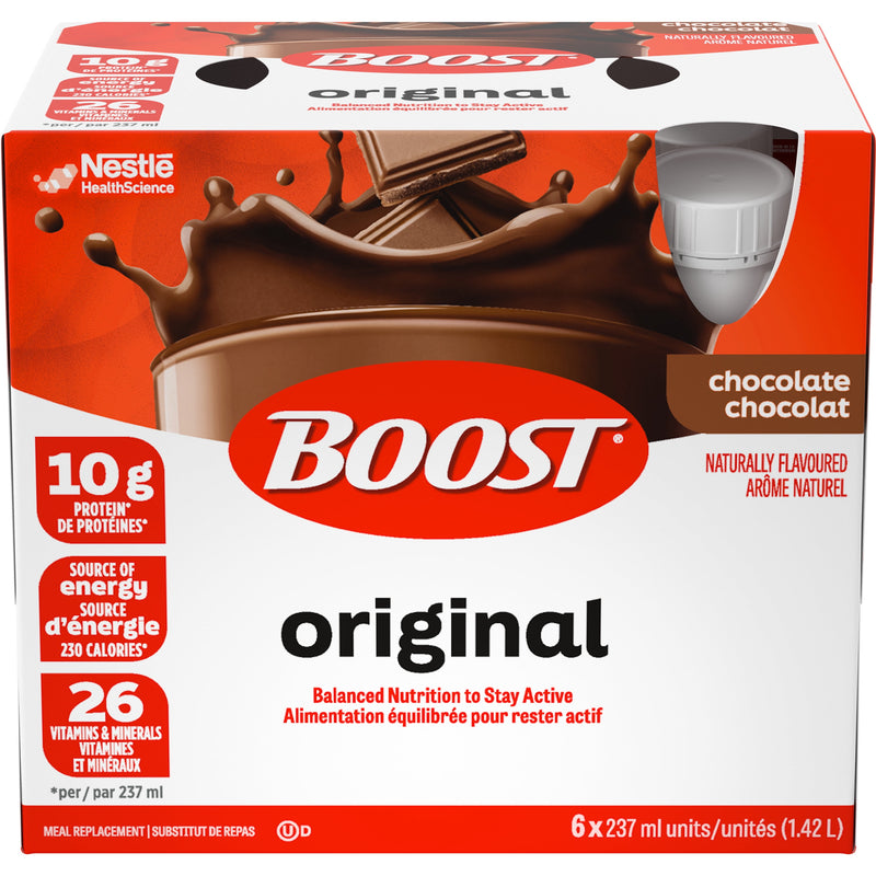 BOOST Original Chocolate Meal Replacement Drink bundle of four retail packs