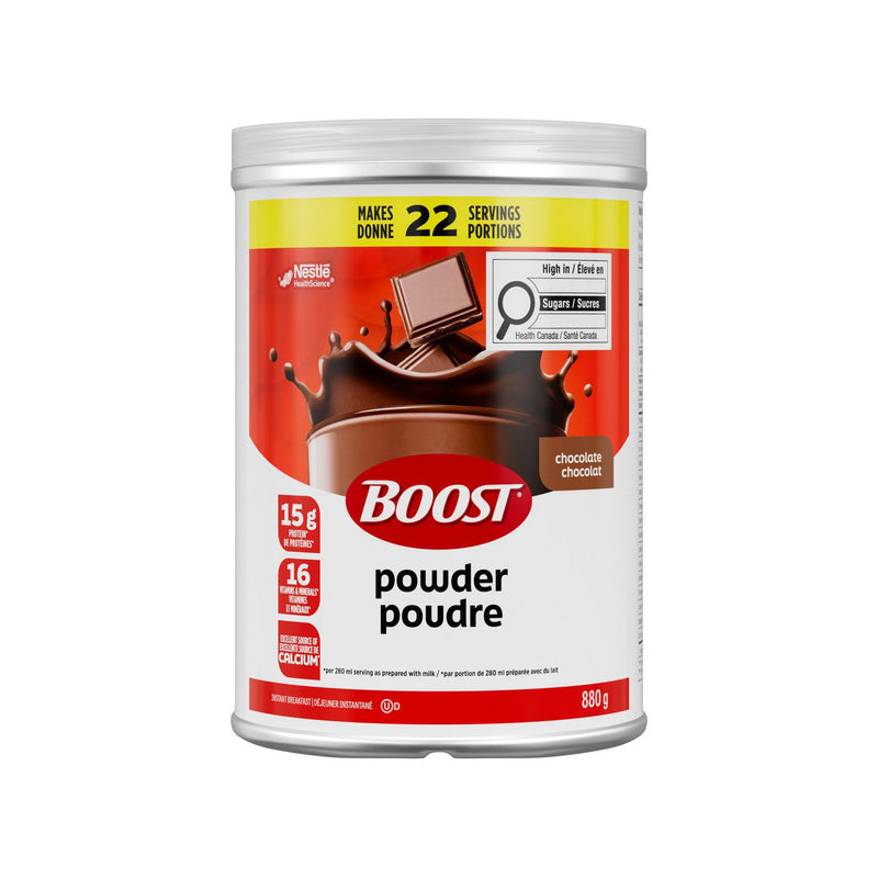 BOOST Instant Breakfast Powder, Chocolate, Drink Mix With Protein, Fibre & Calcium bundle of four retail packs