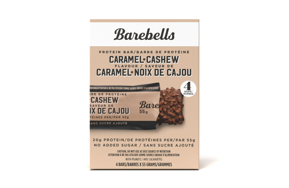 BAREBELLS PROTEIN BAR CARAMEL CASHEW 4 PACK , 4 X 55 GRAMS COUNT product image