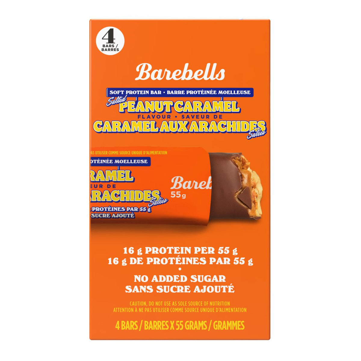BAREBELLS SOFT PROTEIN BAR SALTED PEANUT CARAMEL 4 PACK , 4 X 55 GRAMS COUNT product image