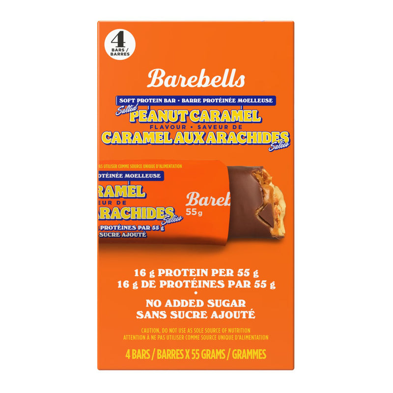 BAREBELLS SOFT PROTEIN BAR SALTED PEANUT CARAMEL 4 PACK , 4 X 55 GRAMS COUNT product image