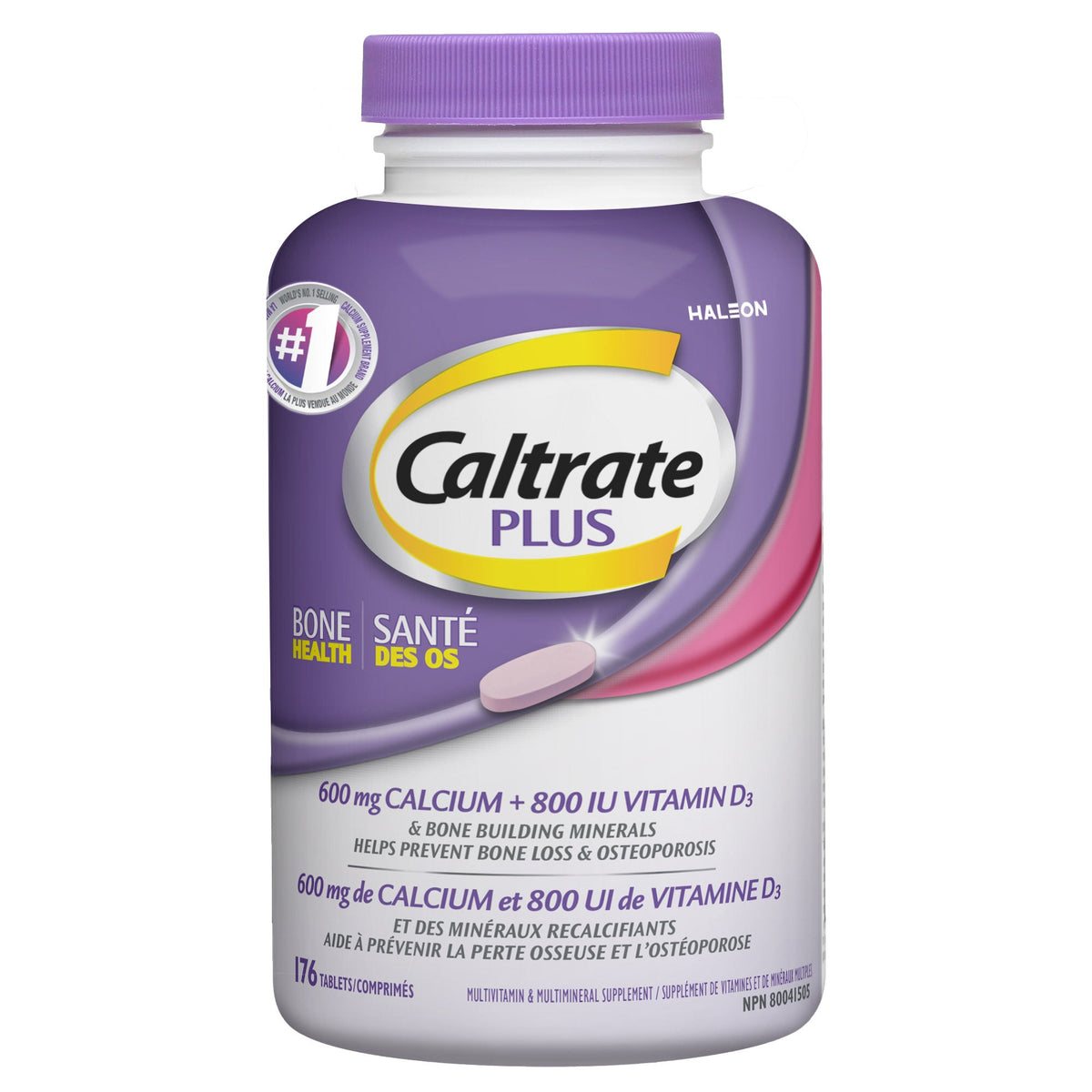 Caltrate PLUS Bone Health Supplement with 800 IU Vitamin D3 Tablets, 176-count product image