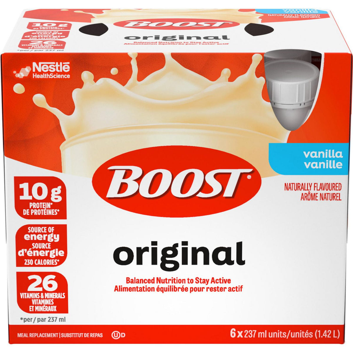 BOOST Original Meal Replacement Drink – Vanilla, 6 x 237 ml bundle of four retail packs
